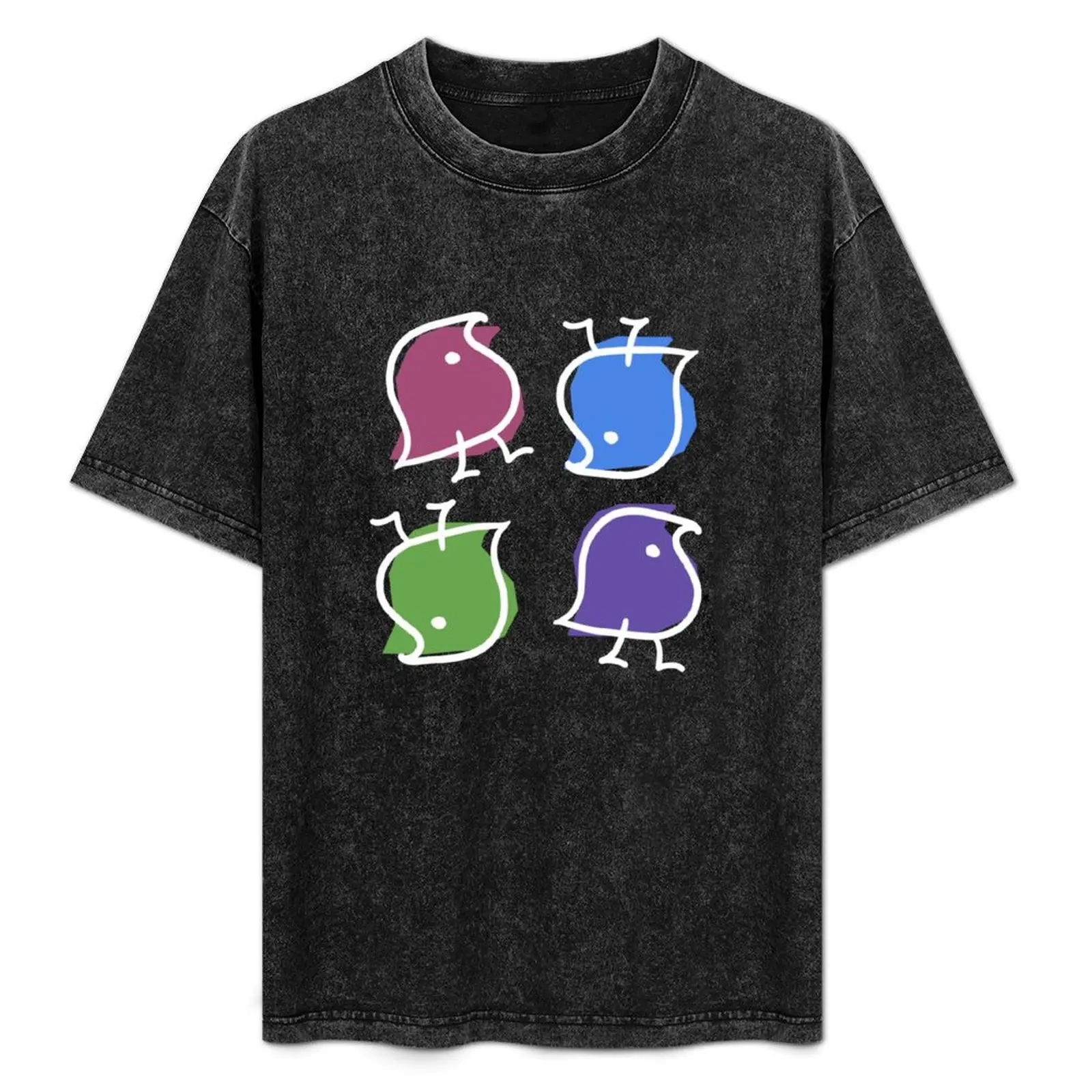 Wug print (multicolour on black) T-Shirt vintage graphic tee cheap stuff tee shirts for men