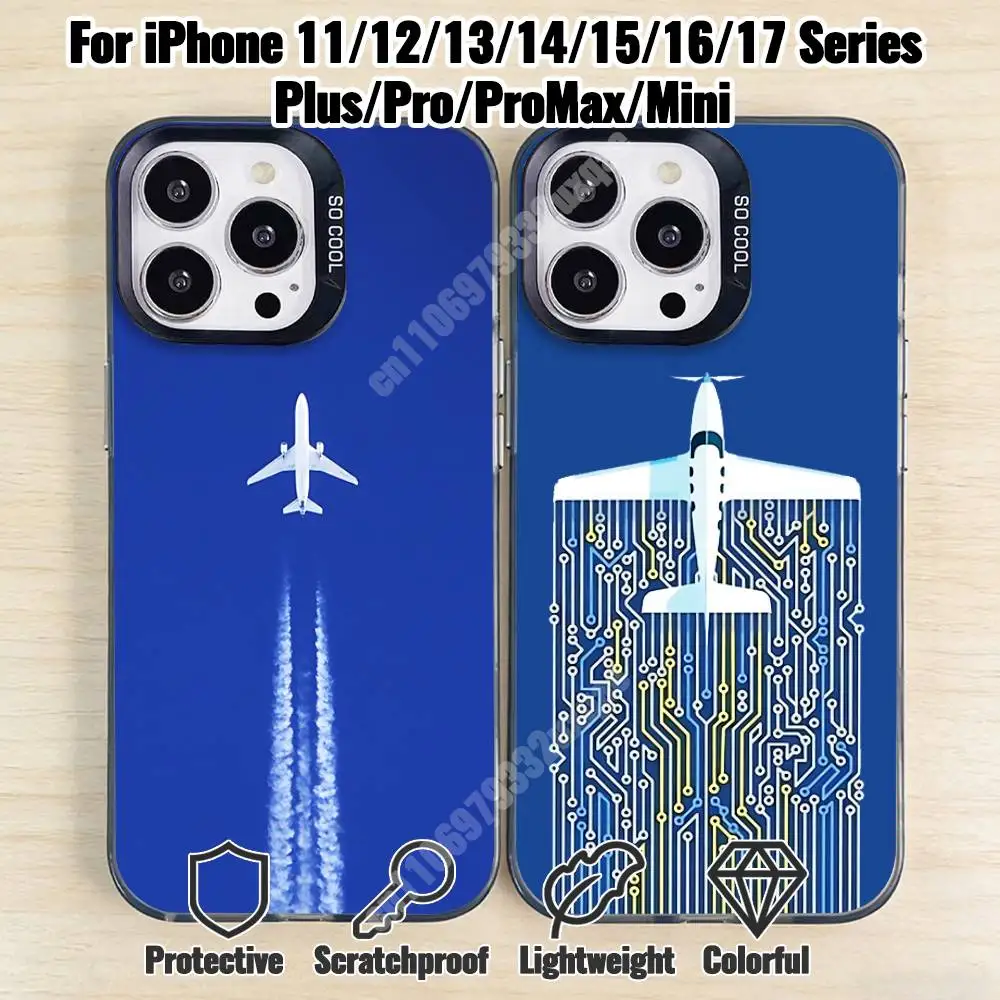 

Airplane Travel Contrail Phone Case for iPhone 17 16 15 Max Mini 14 13 Pro Plus 12 11 X XS Air IMD Cover