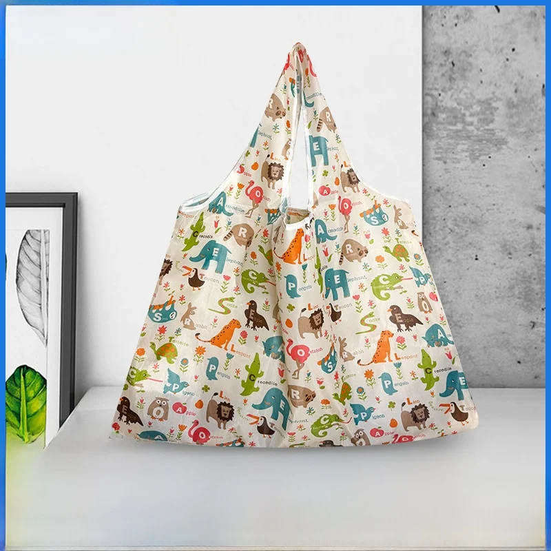 Bolsa de compras plegable, impermeable, de gran capacidad, ligera, portátil, ecológica, bolso de tela, bolsa de compra de verduras