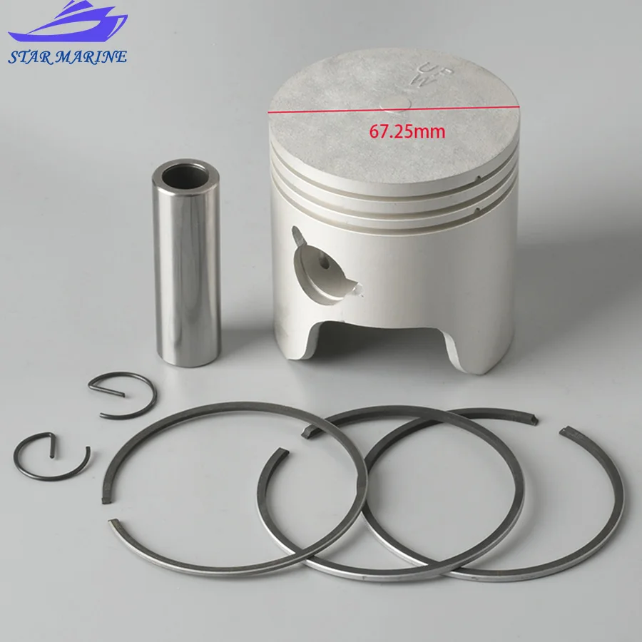 6H4-11635-01-00 Piston and 3 Rings Kit (0.25Mm O/s) for Yamaha outboard 2 stroke 25HP 40HP 50HP 6H4-11635 6H4-11635-01 67.25MM