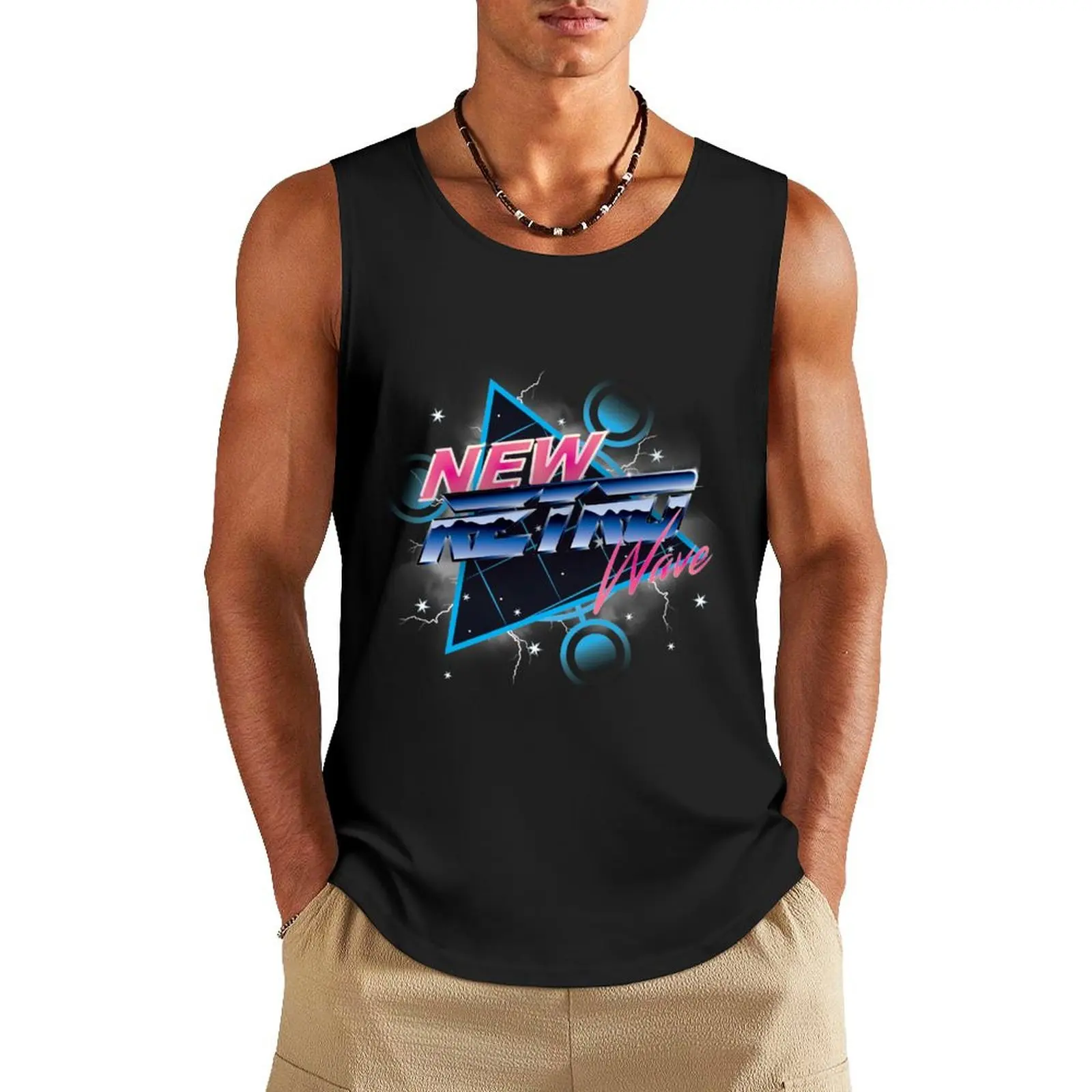 

New Retro Wave Tank Top Men's gym t-shirts gym