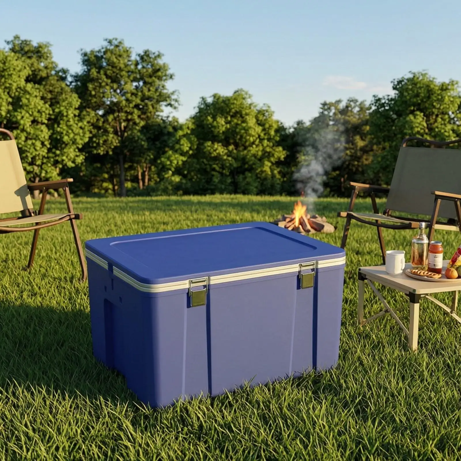 66L Outdoor Portable Cooler Ice Box for Camping Picnic Beach Party with Wheels and Drain Plug view 4