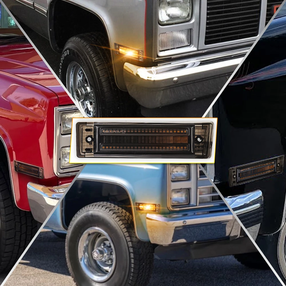 MOVOTOR Led Side Marker Lights Smoked Lens Fender Side Marker For 1981-1991 Chevy C10 C20 C30 GMC C1500 Suburban Blazer Jimmy