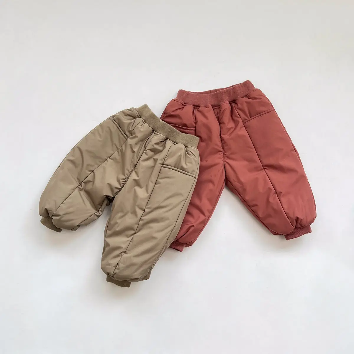 2023 Winter Girls Boys Casual Thick Warm Fleece Pant Baby Kids Children Trousers Two Colors