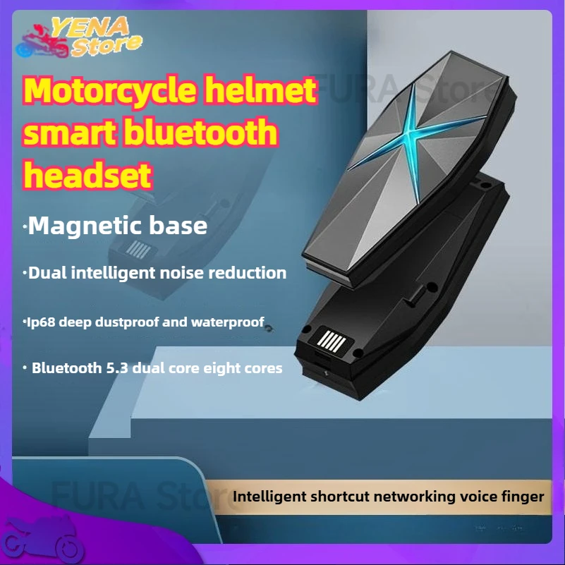 

Motorcycle walkie-talkie, long-range communication helmet, Bluetooth headset, BT5.3, IP67 waterproof, HIFI snowmobile speaker