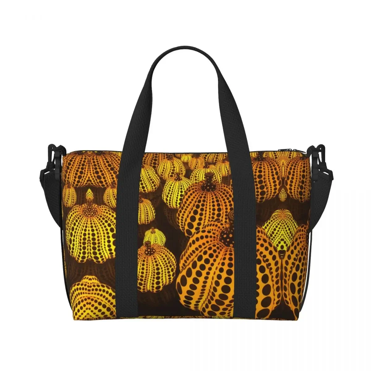 مخصص الفن التجريدي يايوي كوساما اليقطين حمل حقيبة المرأة سعة كبيرة الجمالية رياضة الشاطئ الكتف حقيبة السفر