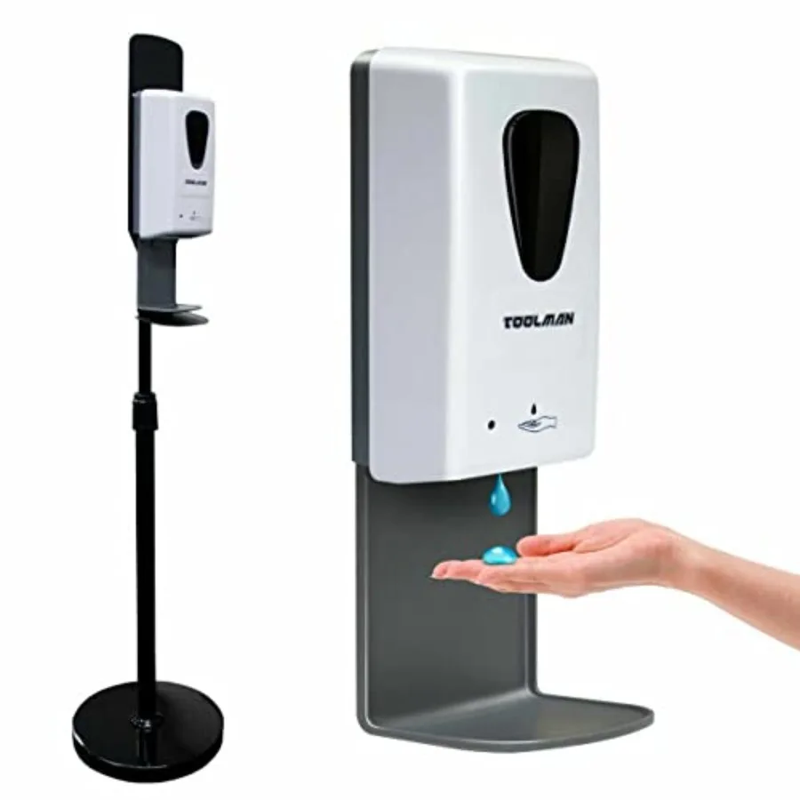 

Hands Touch Free Sensor Automatic Soap Dispenser on Floor Stand, Stainless Steel, Silver, Waterproof and Energy Efficient
