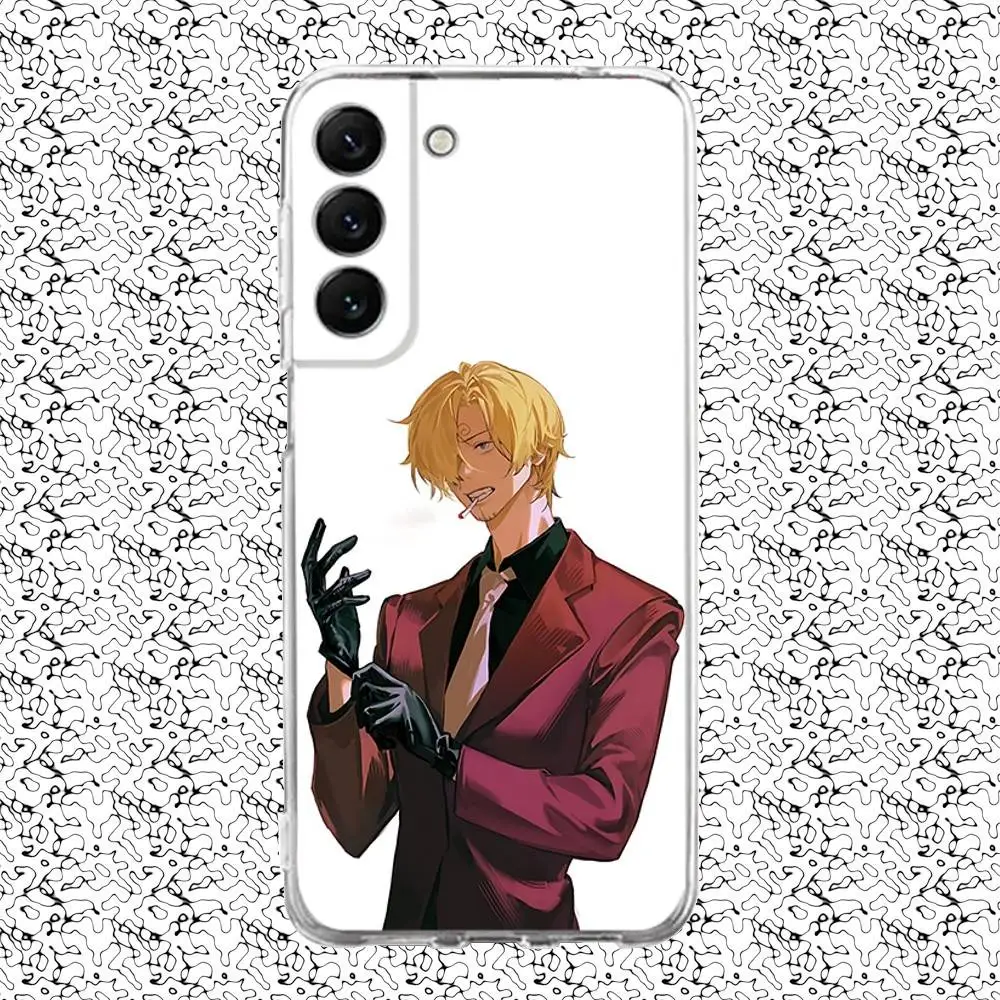 Casing Ponsel S-san-ji Gentleman untuk Samsung S24,30,21,22,23,20 FE,lite,PIus,Ultra,5G,Note,9,10 Sampul Transparan