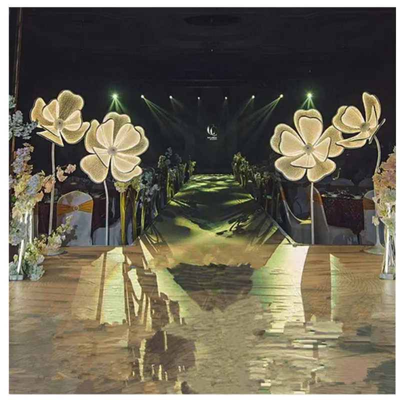 RONIN Modern LED Light White Lace per Party Stage Shining Peony Flower Road Lead Wedding Decoration Lamp