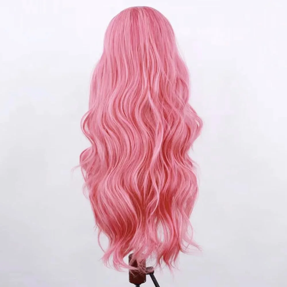Pink Lace Front Wig Long Body Wave Wigs 13x4 HD Lace Frontal Wig Synthetic High Quality Daily Ready To Wear For White Wemon
