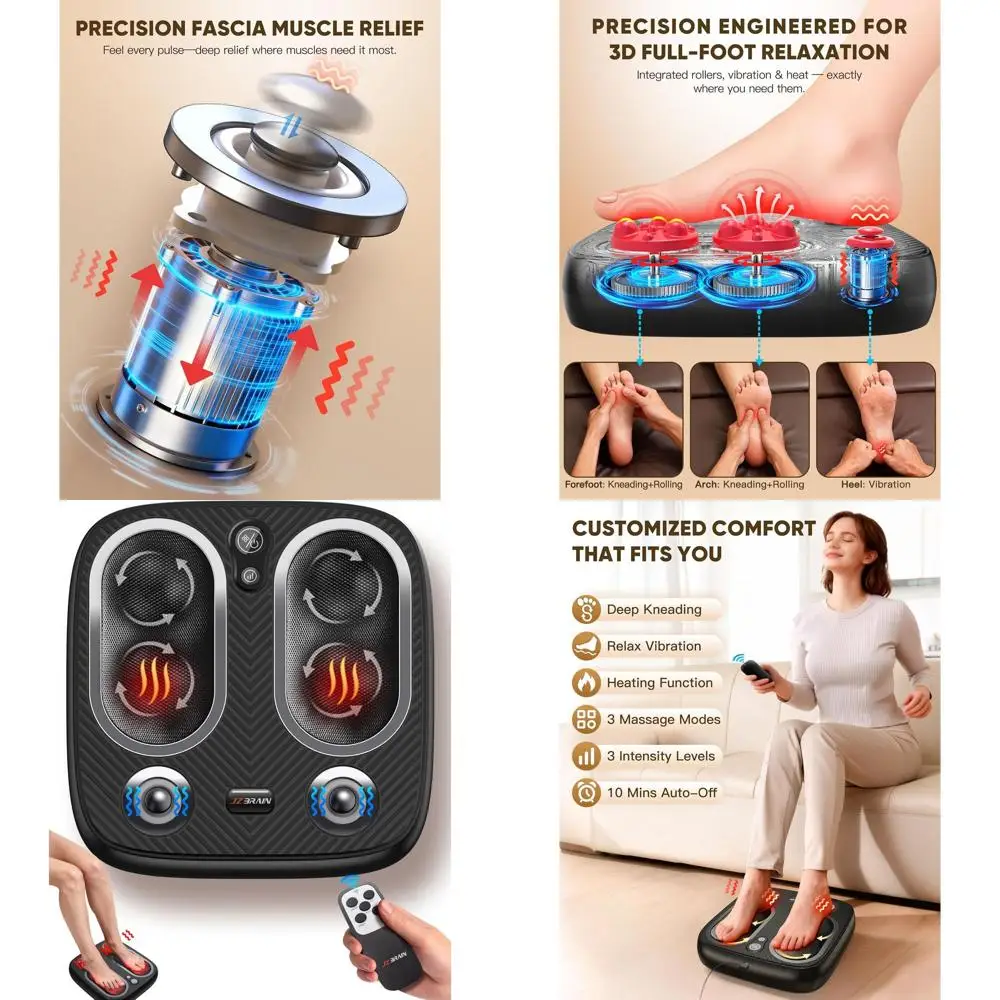 

Heated Vibration Shiatsu Foot Massager for Plantar Fasciitis Relief and Improved Circulation
