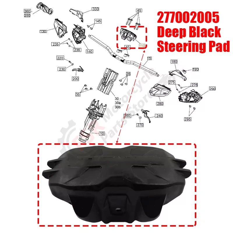 Steering Pad,For Sea-Doo SPARK RXP-X 300 TRIXX 2up 2017-2023 Jet Ski parts Steering wheel pad Deep Black,P/N:277002005