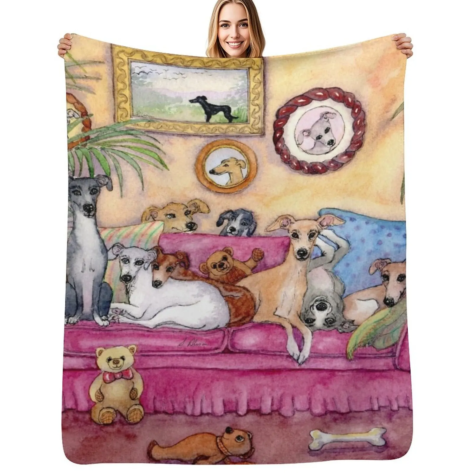 

This is our sofa. So - where's yours Greyhounds and whippets on the couch. Throw Blanket for winter Giant Sofa Blankets