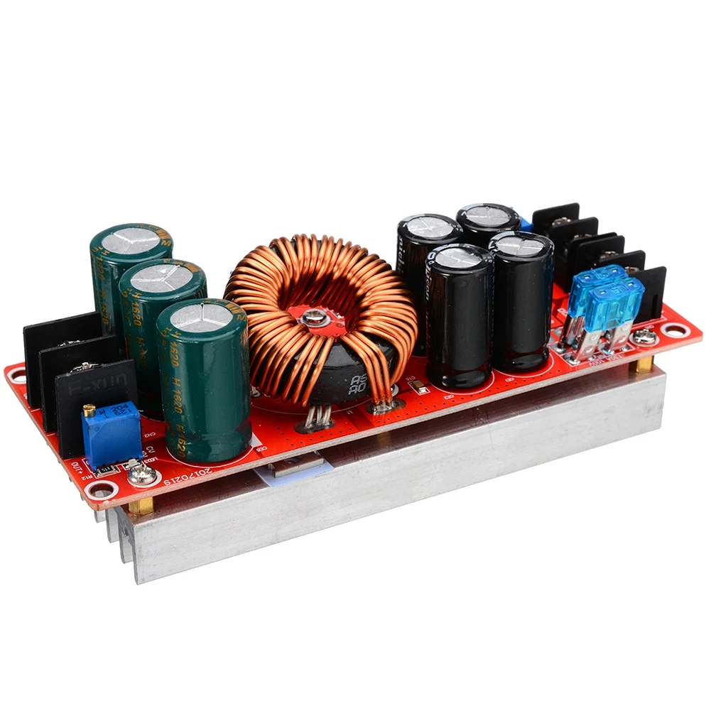 # Acessórios eletrônicos 38D, conversor DC 1200W 20A Boost Step-Up Power Module Conversor de tensão, vermelho