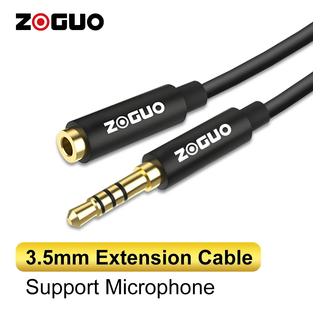 ZOGUO HIFI przedłużacz do słuchawek 4 polak gniazdo TRRS 3.5mm mężczyzn do kobiet Audio Stereo z mikrofonem na samochód Laptop Mini PC