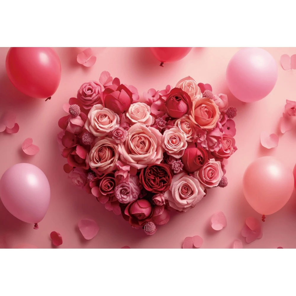 Rose Love Heart Valentine's Day Backdrops for Photography Portrait Photographic February 14 Party Decor Background Photo Studio