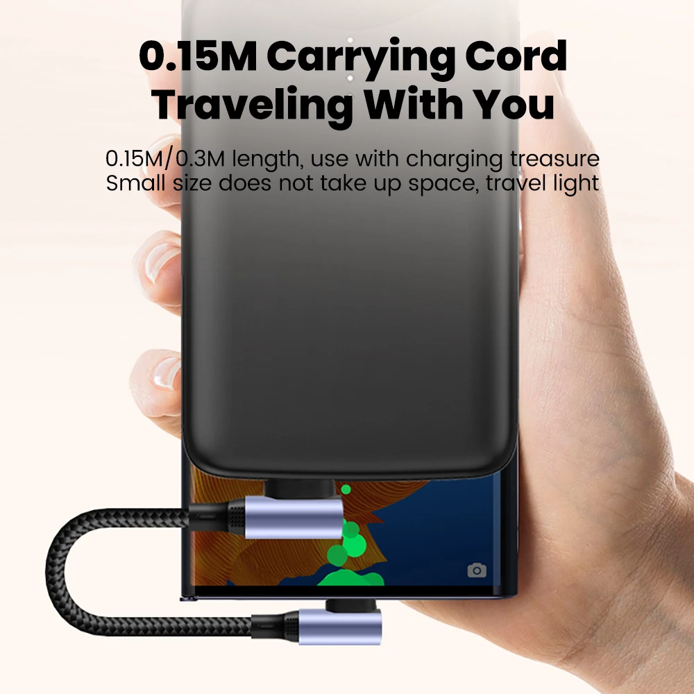 90° Elbow USB C Ultra Short Cable USB Type-C Cable 6A 66W 0.25/0.5M Fast Charge Cable for Samsung Xiaomi Huawei Quick Charging