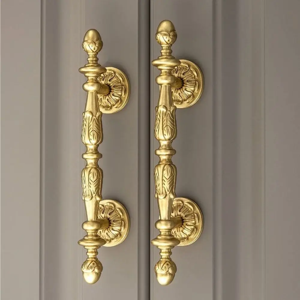 Solid Brass Furniture Handles Brushed Antique Brass Antique Bronze Finish Cabinet Pulls Single-Hole Mounting Long Handle Design