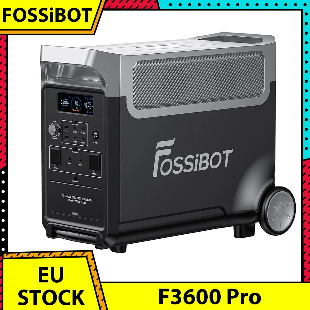 FOSSiBOT F3600 Pro Portable Power Station, 2 Battery Pack Expandable Capacity, 3840Wh LiFePO4 Battery, 3600W High AC Output