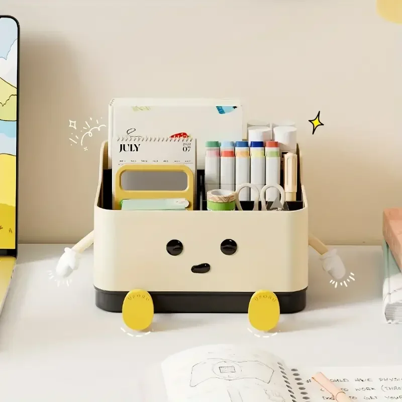 Cute Storage Desk Organizer Pen Holder Stationery Office Accessories Boxes Plastic Drawer Organizing School Supplies