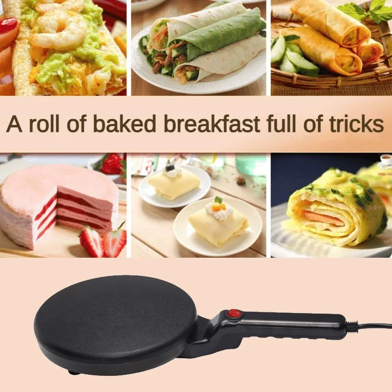 Electric Pancake Pan Crepe Maker Spring Roll Skin Mini Waffle Machine 700W Cake Bake Non-Stick Coating send Egg Basin Whisk