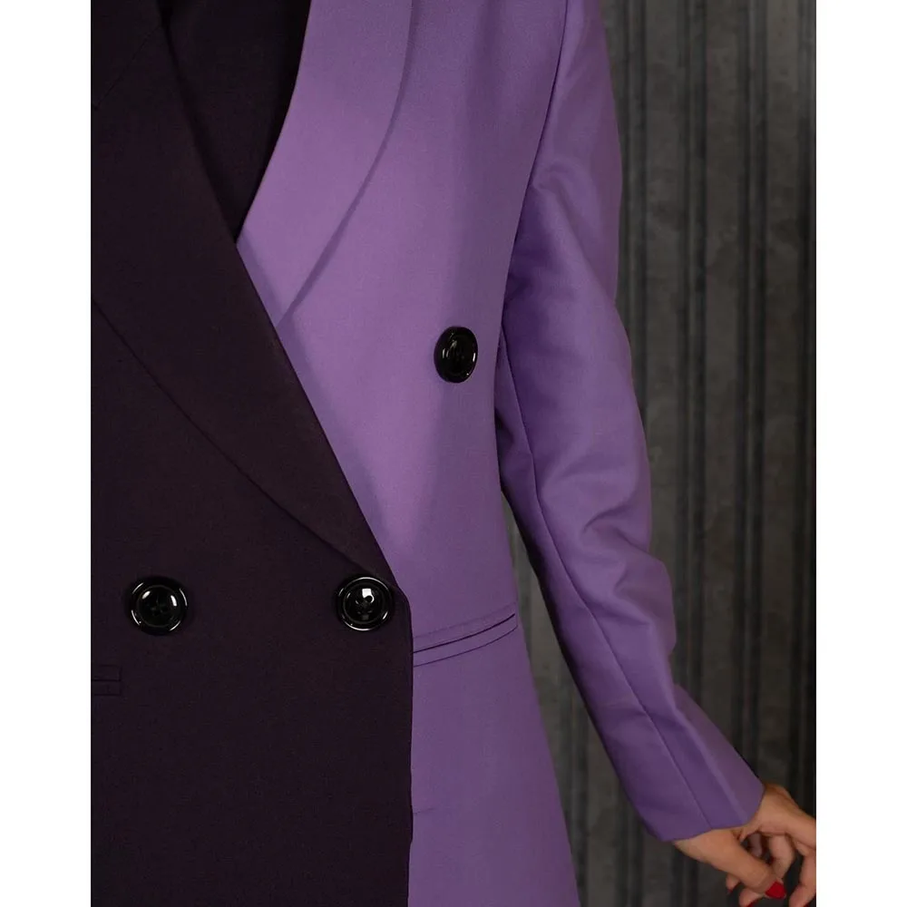 Elegant Purple Double Breasted Luxury Suits for Women High Quality Bespoke Formal Female Blazer Office Lady Outwear1Piece Jacket