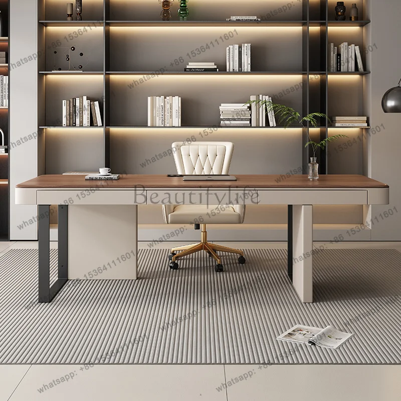 FG Solid Wooden Modern Office Desk Minimalist Bookstore Accent Office Desk Vintage Boss Luxury Home Furniture Escritorio XYOD