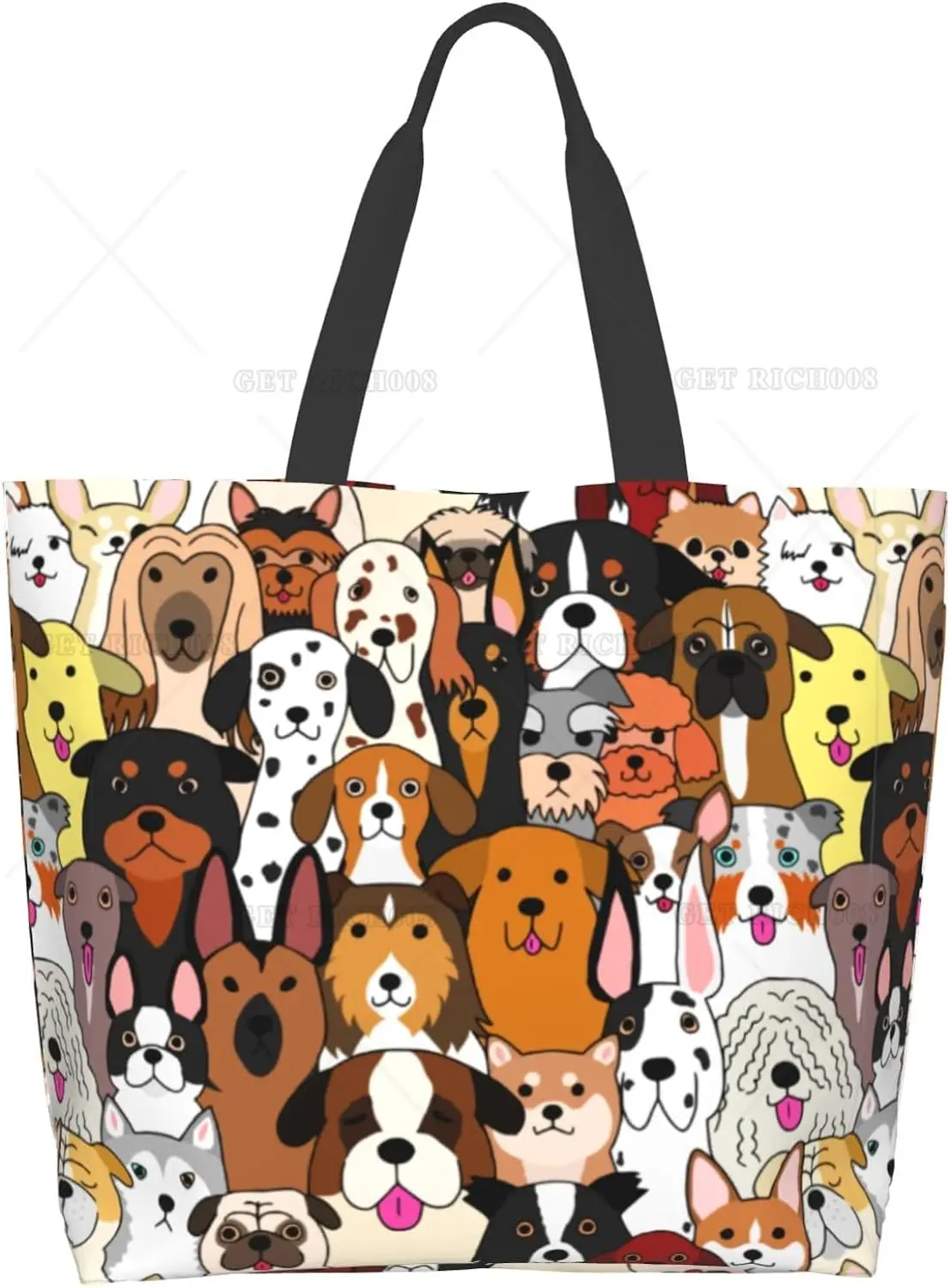 Cute Cartoon Dogs Shoulder Bag Large Reusable Eco-friendly Shopping Bags Portable Storage Handbag Anime Tote Bag Fashion