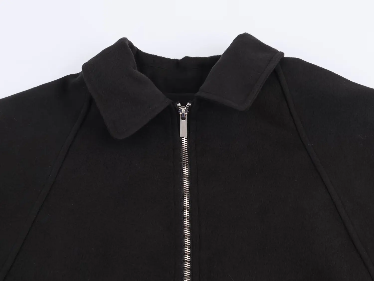 سترة نسائية فضفاضة مقصوصة بسحاب أمامي وأكمام طويلة وطية صدر السترة بلون سادة معطف ركاب غير رسمي متعدد الاستخدامات أوائل الشتاء معطف جديد #3