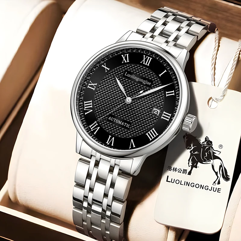 

Top Luxury Skeleton Automatic Mechanical Watch for Men, European and American Style, Waterproof, Calendar, Stainless Steel Strap, Fashionable, Casual, Versatile Watch for Men, the Best Gift for Him