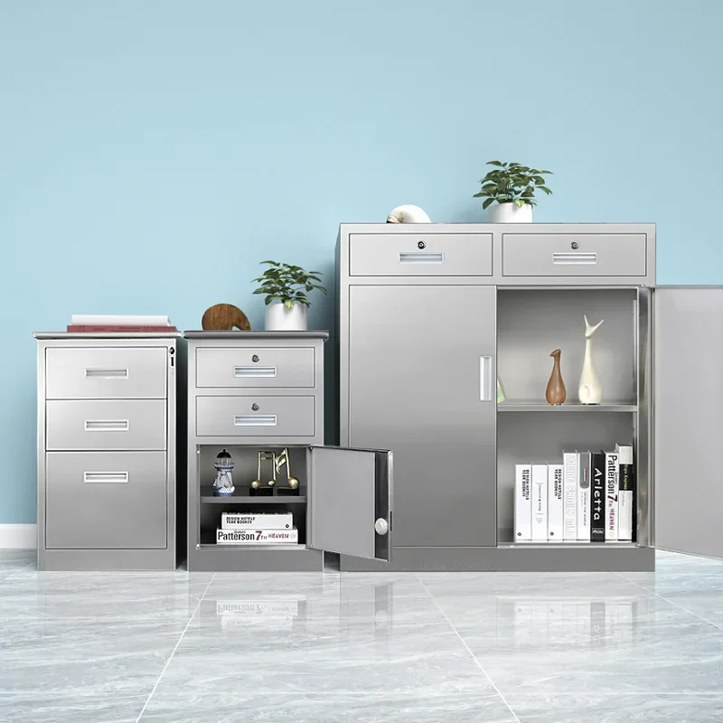 Stainless steel file cabinet, bedside table, movable cabinet with lock drawer, medical locker, one bucket, one door, small
