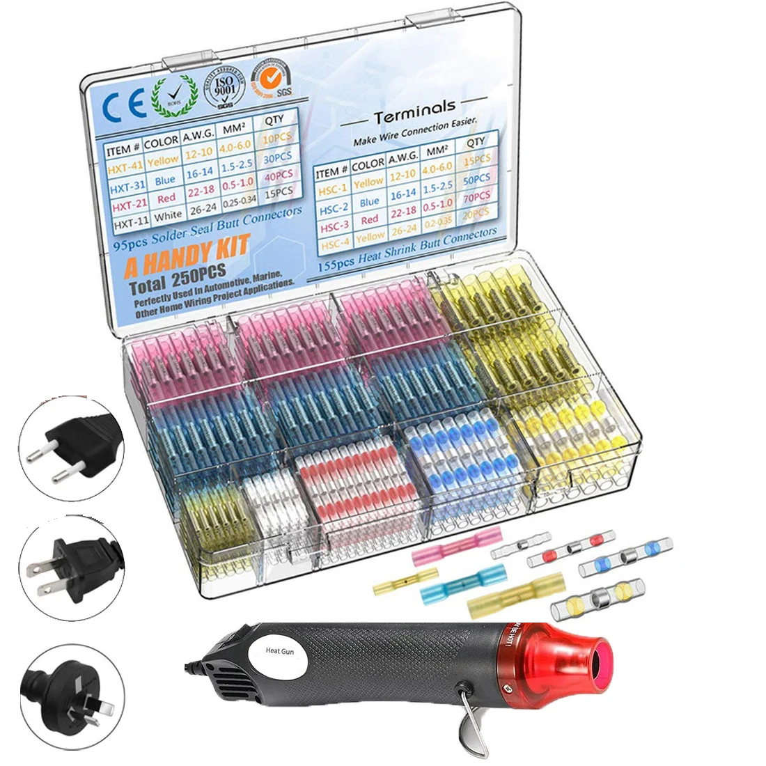 250Pcs Heat Shrink Connectors Waterproof Solder Wire Connectors & Heat Shrink Butt Terminal - Electrical Connectors Set for You