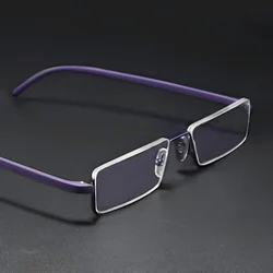 Metal Anti-Blue Light Reading Glasses Men Half Frame Prescription Eyeglasses Male TR90 Eyewear +0 +1.0 +1.5 +2.0 +2.5 +3.0 +3.5