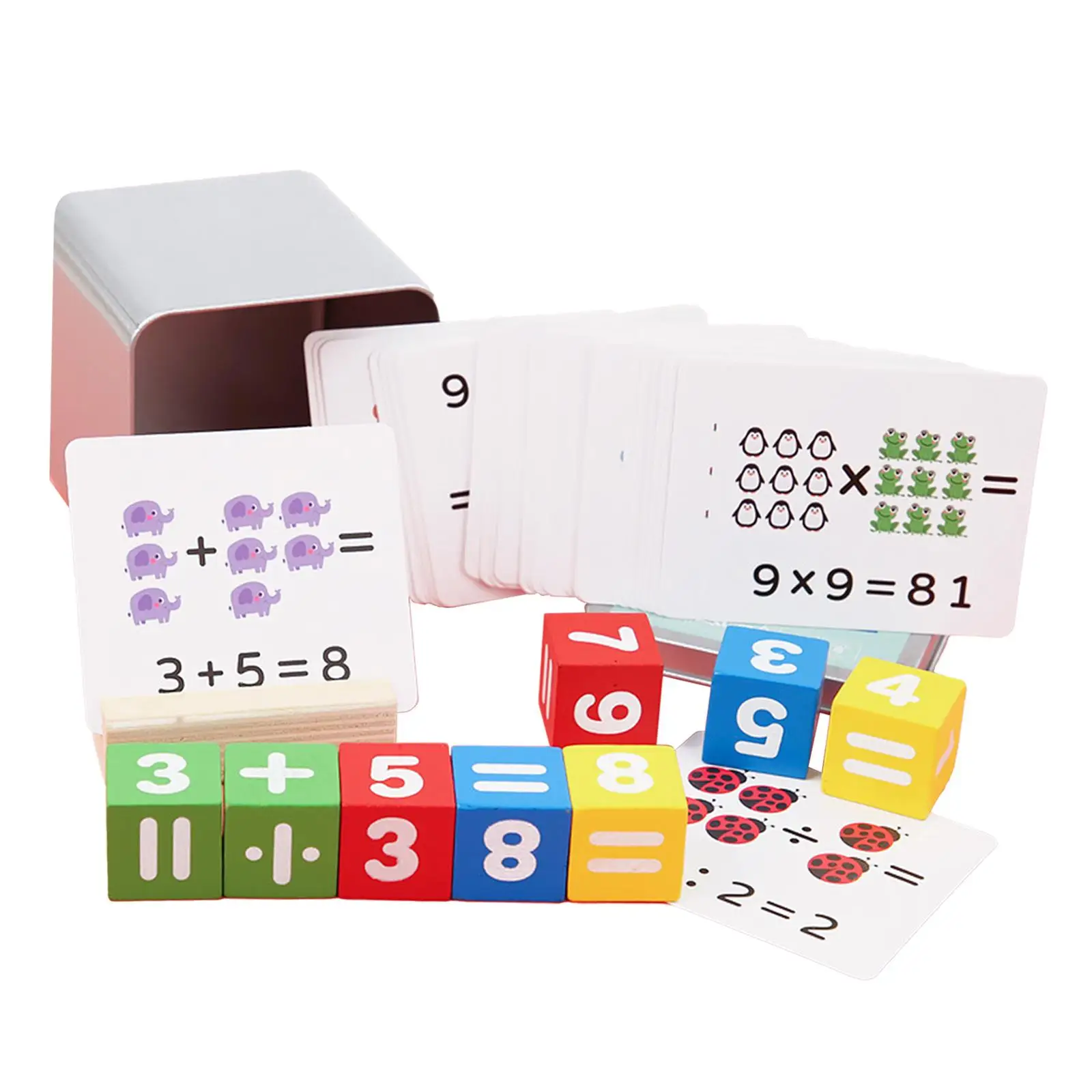 

Math Game 54Pcs Cards Children Learning Board Sorting and Matching Fine Motor Skills 8 digital block for Ages 3 4 5 Years Old