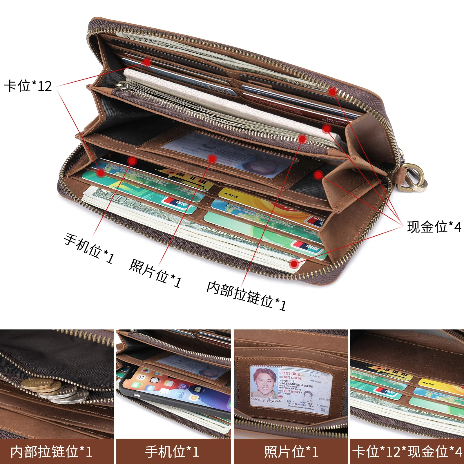 Compact Men Handbag Large Capacity Clutch Envelope Bag Business Casual Crossbody Shoulder Pouch for Daily Commute