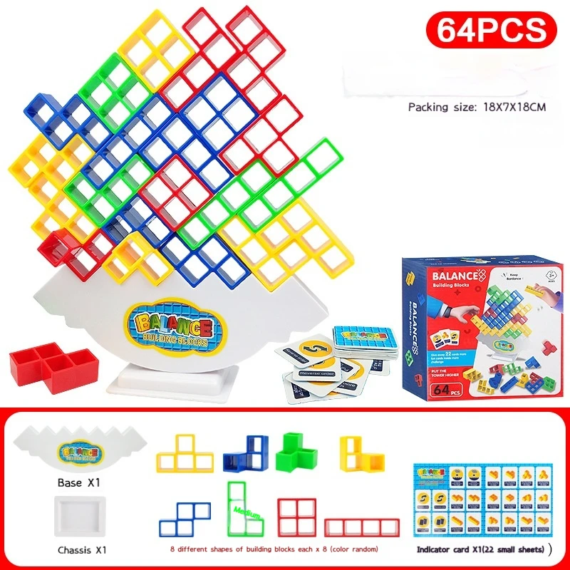 Stacking Game Building Blocks Party Game Stacked High Tetris Block Desktop Balance Block Stacked Puzzle Board Children Game