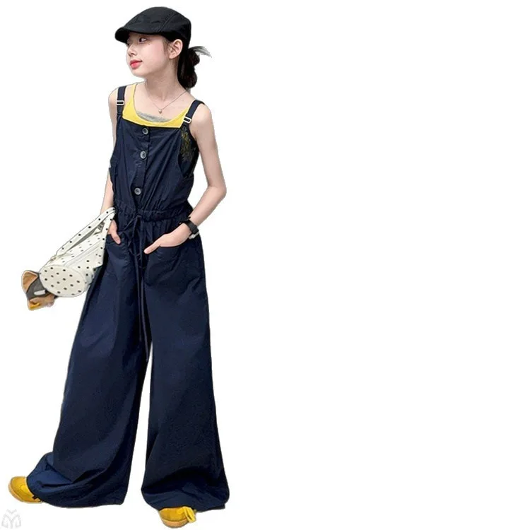 Teens Girls Summer Clothing Trendy Fashion Korean Style Cargo Dungarees Versatile Long Pants Stylish Junior Kids Outfits 5