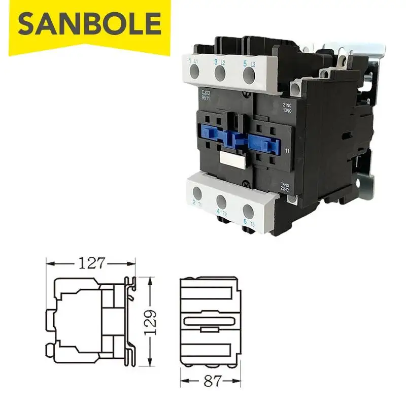 95A 3P Silver Contact CJX2-9511 AC Contactor 1NO 1NC 220V 380V 110V 36V 24V 12V LC1-D