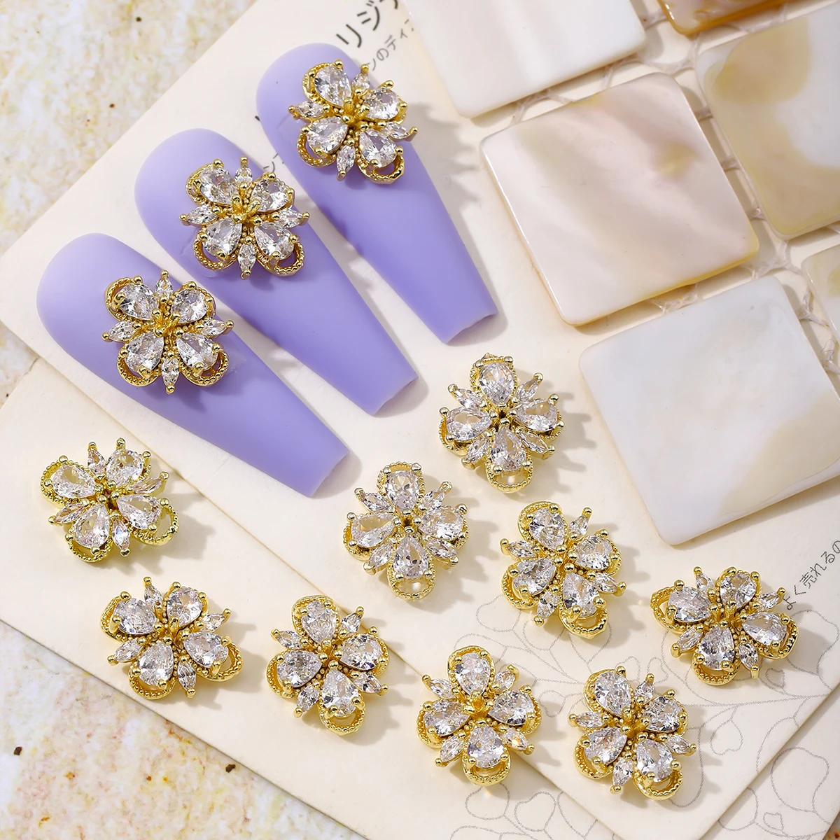 할로우 네잎 클로버 네일 장식, 가벼운 럭셔리 스타일 DIY 네일 장식, y2k 금속 스타일 네일 다이아몬드, 5 개