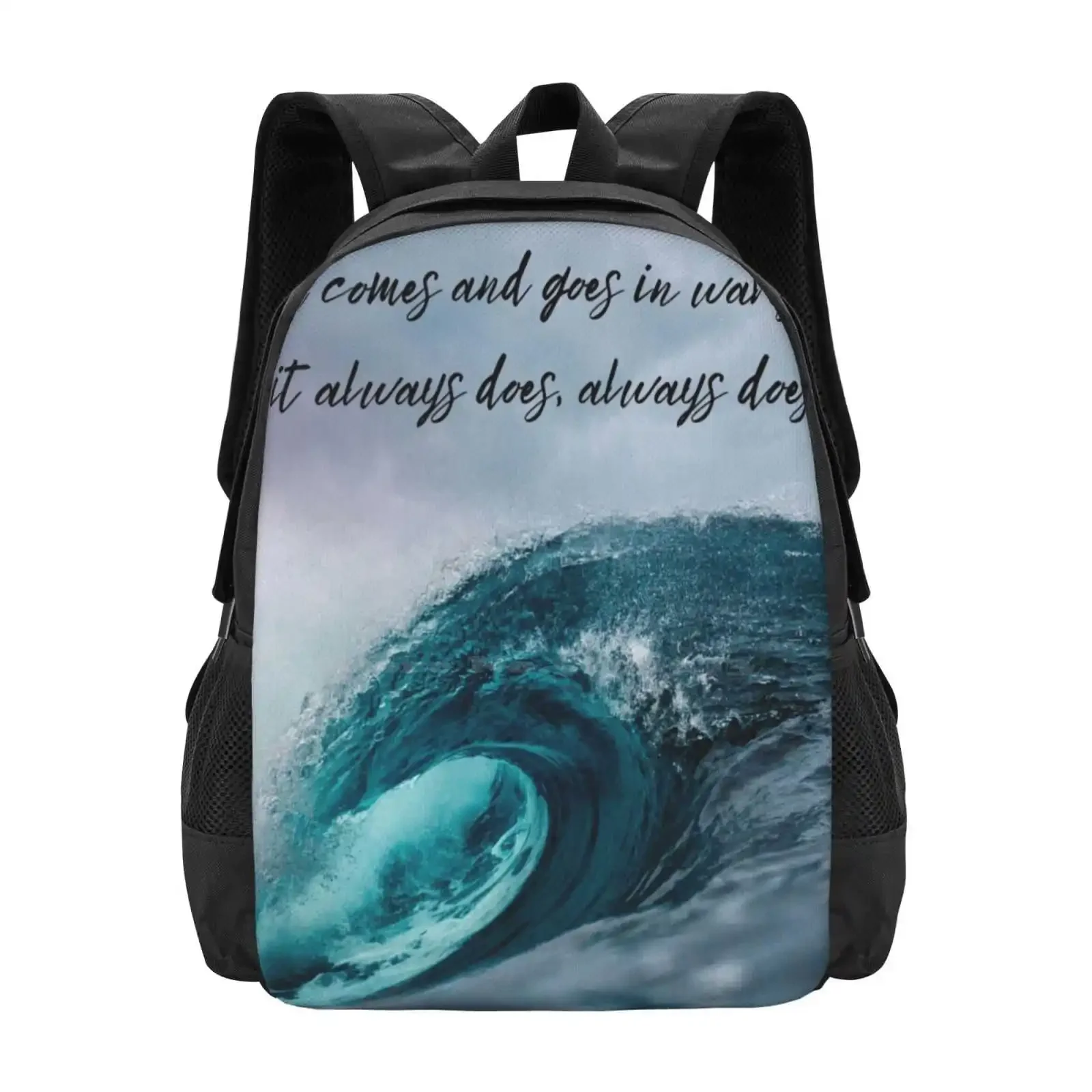 

It Comes And Goes In Waves Модный узор Дизайн Путешествия Ноутбук Школьный рюкзак Сумка Волны Дин Льюис Тревога Ментальное здоровье
