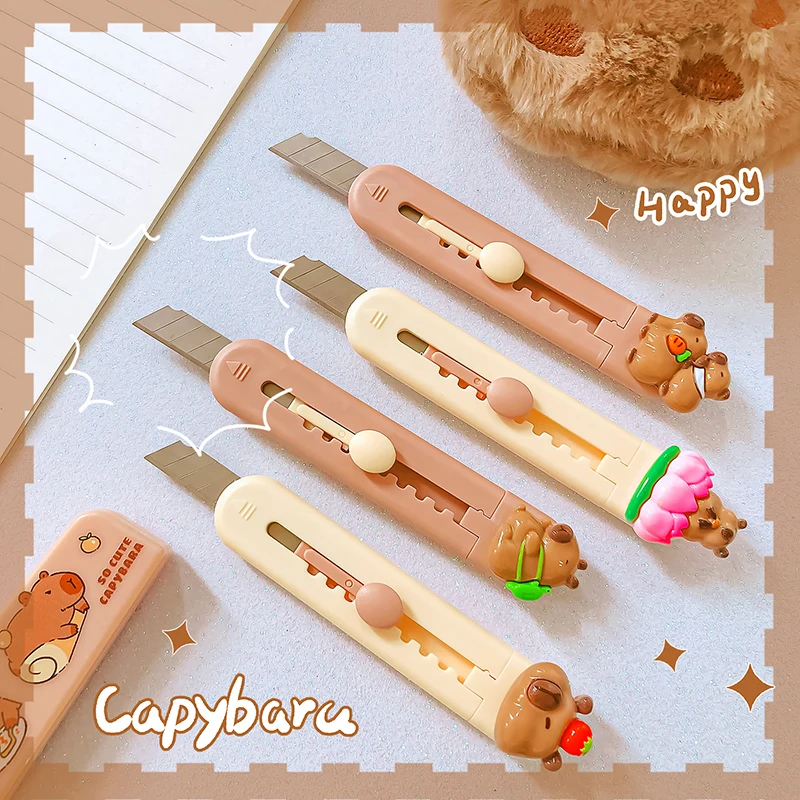 Muito Estética Papelaria Facas para Escola, Canivete, Kawaii, Capivara Utilitário Faca, Cute Box Cutter