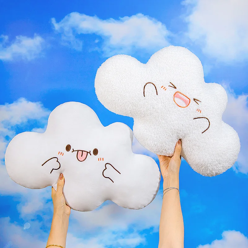 50*30cm Kawaii White Cloud Plush Pillow Toy Soft Stuffed Weather Partly Cloudy Pluche Doll Pillow Girly Room Decor Gift