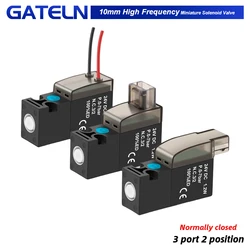 Miniaturowy zawór elektromagnetyczny wysokiej częstotliwości, zawór powietrza 10mm, dwupozycyjny trójdrożny zawór sterujący 30Hz, 24V12V 6V zawór ciśnieniowy