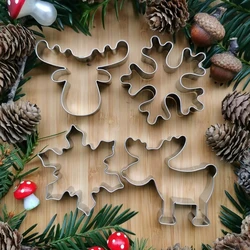 1PC Christmas Cookie Mould Carton Deer Snowflakes Stainless Steel Biscuit Cutter Mold for Navidad Party Supply DIY Baking Tools