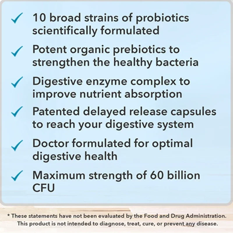 Probiotic Supplement - Contains Digestive Enzymes and Prebiotics To Support Digestive Health and Immune System