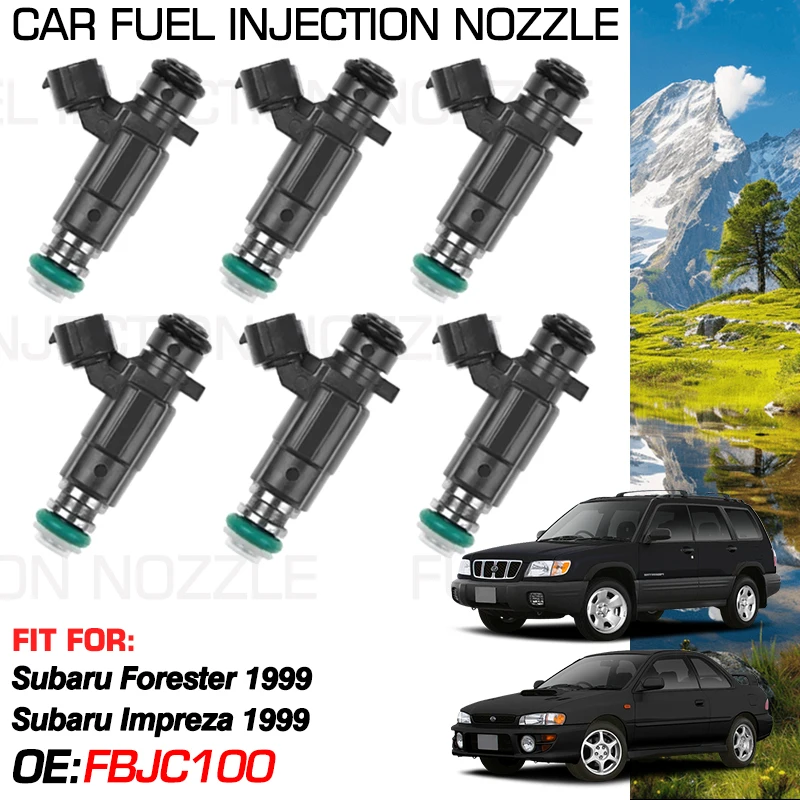 for Subaru Forester SF 1999 Subaru Impreza 1999 Accessories 6x Car Fuel Injectors Nozzle Injection FBJC100 166005L700 16611AA350