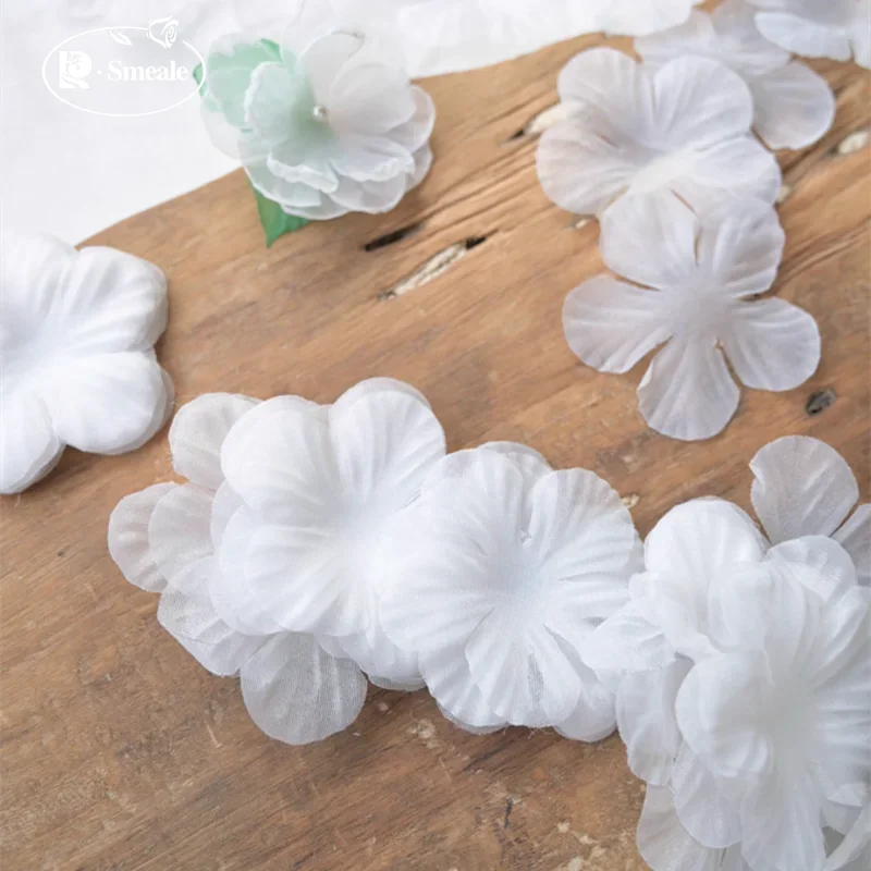 50PCS/Pack.5.2CM Organza Satin Large Petals.Wedding Dress Veil Accessories.DIY 3D Flower Handmade Decorative Cloth Art Petal