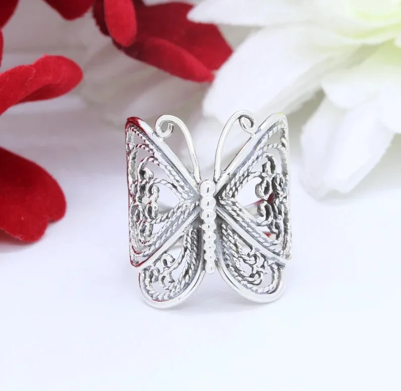 Retro Boho Butterfly Ring For Women Fashion Silver Color Owl Angel Wing Cat Animal Irregular Opening Rings Vintage Jewelry Gift image 2