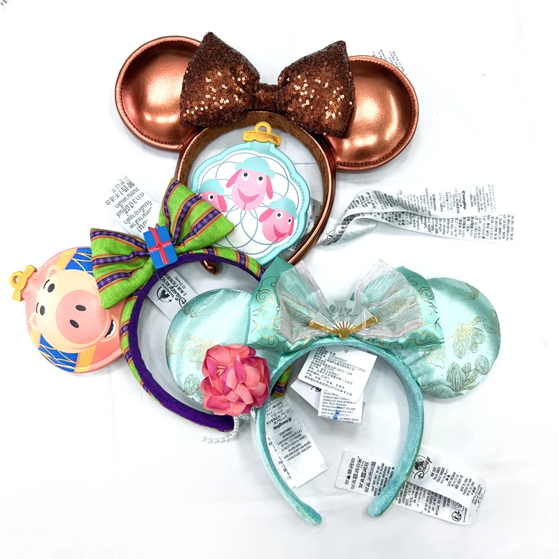 Original Disney Mickey Ears Headband Princess Tinker Bell Cosplay Hairband Festival Party Adult/Kids Hair Accessory