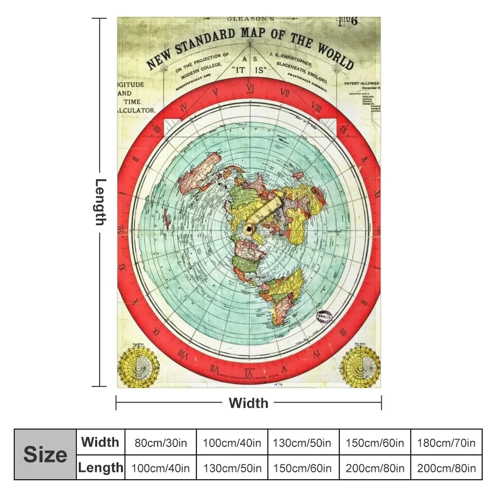 Gleason 1892 Flat Earth Map | Research Flat Earth Throw Blanket manga Summer Sofas Flannel Fabric Blankets